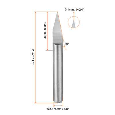 Harfington Uxcell 1/8" Shank 0.1mm Tip 30 Degree Carbide Wood Engraving Bit CNC Router Tool 10pcs