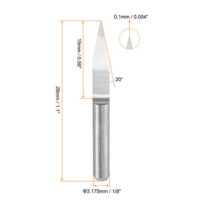 Harfington Uxcell 1/8" Shank 0.1mm Tip 20 Degree Carbide Wood Engraving Bit CNC Router Tool 10pcs