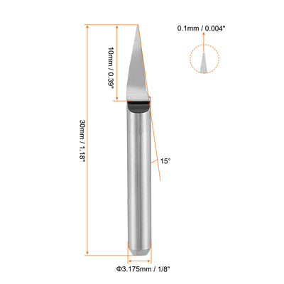 Harfington Uxcell 1/8" Shank 0.1mm Tip 15 Degree Carbide Wood Engraving Bit CNC Router Tool 10pcs