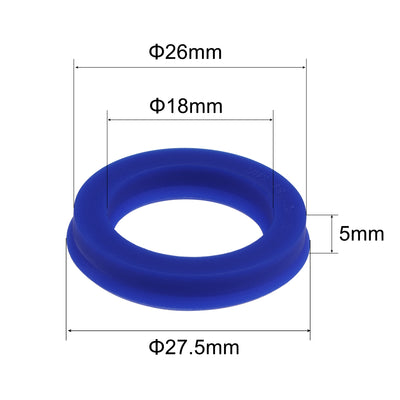 Harfington Uxcell UHS Radial Shaft Seal 18mm ID x 26mm OD x 5mm Width PU Oil Seal, Blue Pack of 5