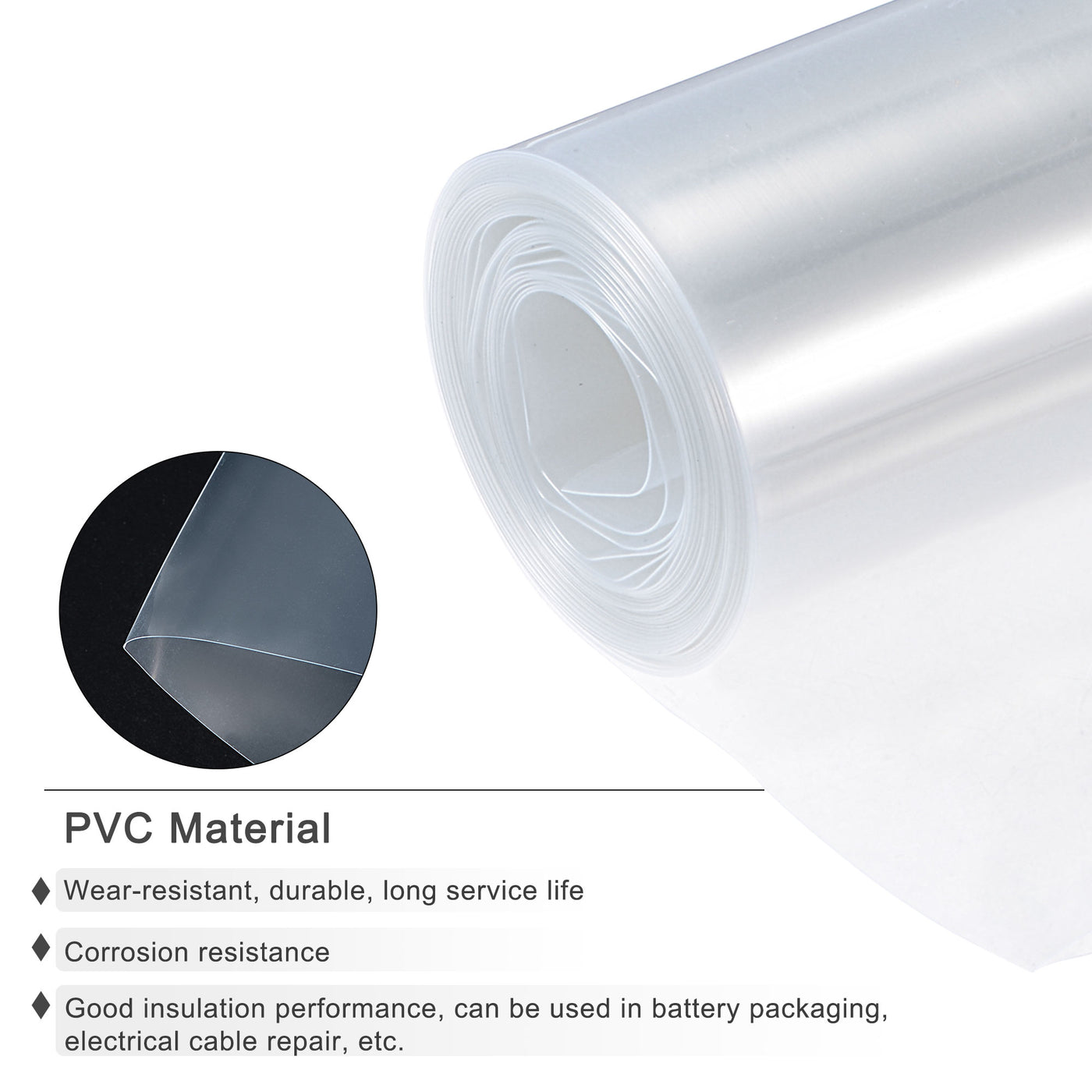 Harfington Battery Wrap PVC Heat Shrink Tubing 60mm Dia 95mm Flat 10 Feet Clear Good Insulation for Battery Pack