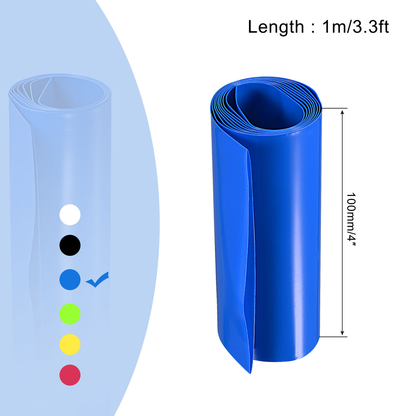 Harfington Battery Wrap PVC Heat Shrink Tubing 63mm Dia 100mm Flat 1m Blue Good Insulation for Battery Pack