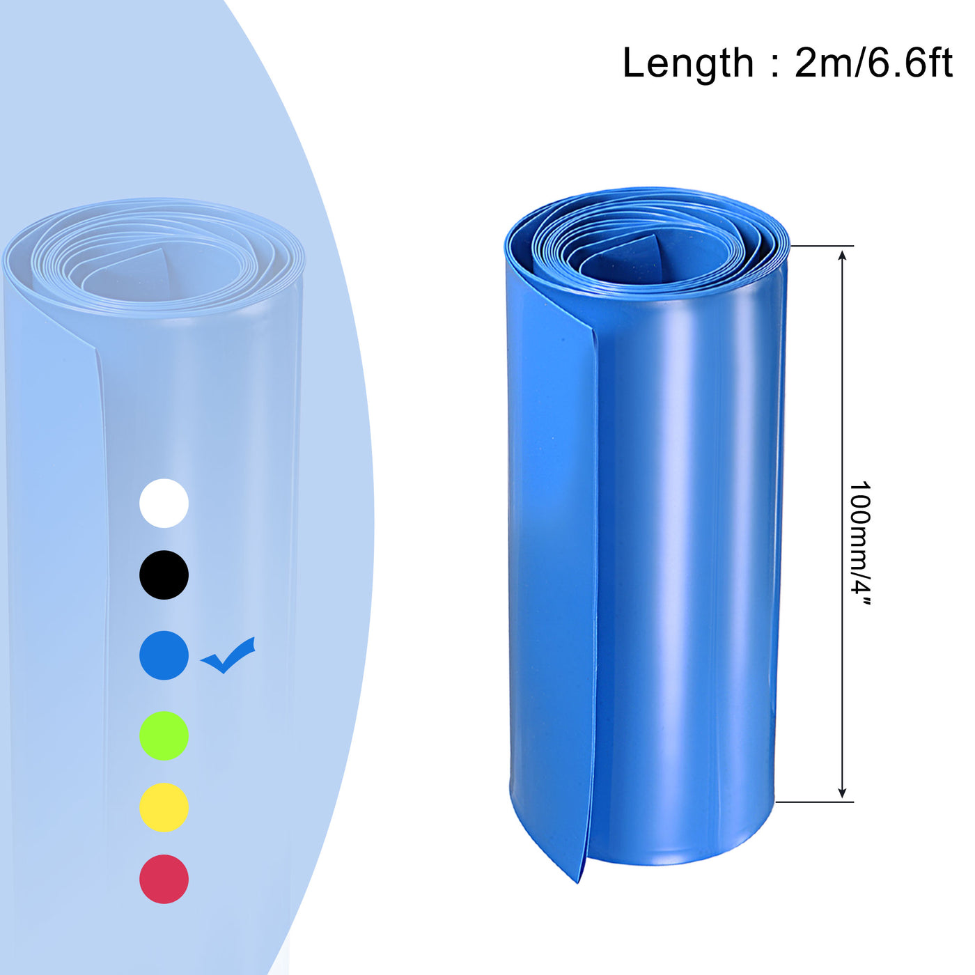 Harfington Battery Wrap PVC Heat Shrink Tubing 63mm Dia 100mm Flat 2m Blue Good Insulation for Battery Pack