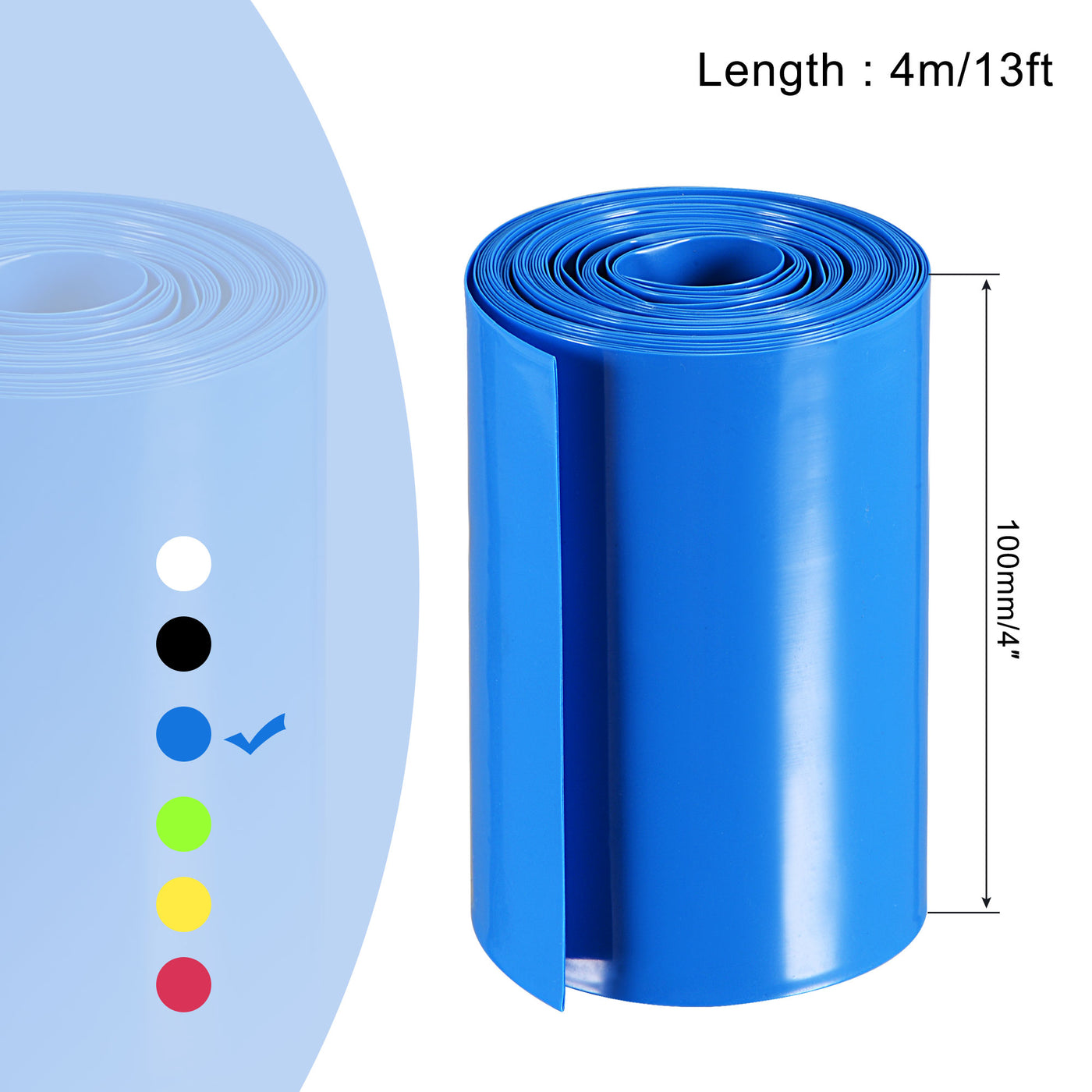 Harfington Battery Wrap PVC Heat Shrink Tubing 63mm Dia 100mm Flat 4m Blue Good Insulation for Battery Pack