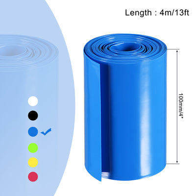 Harfington Battery Wrap PVC Heat Shrink Tubing 63mm Dia 100mm Flat 4m Blue Good Insulation for Battery Pack