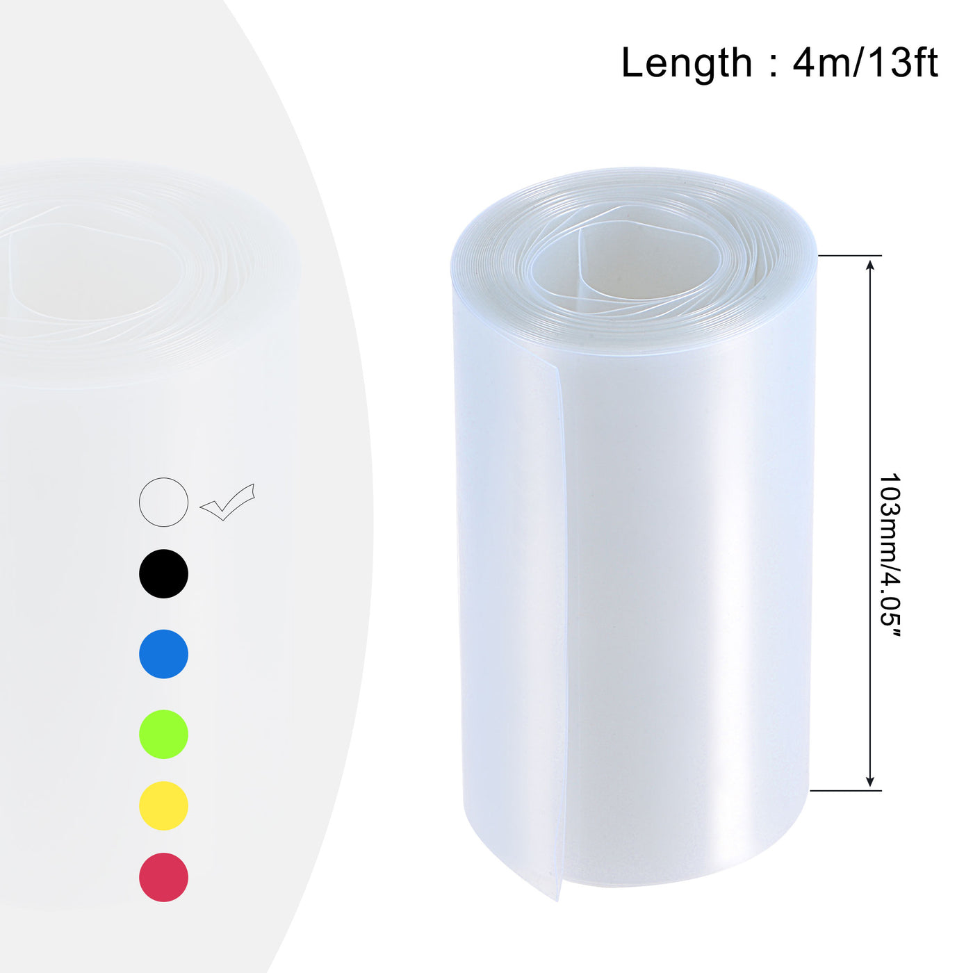 Harfington Battery Wrap PVC Heat Shrink Tubing 65mm Dia 103mm Flat 4m Clear Good Insulation for Battery Pack