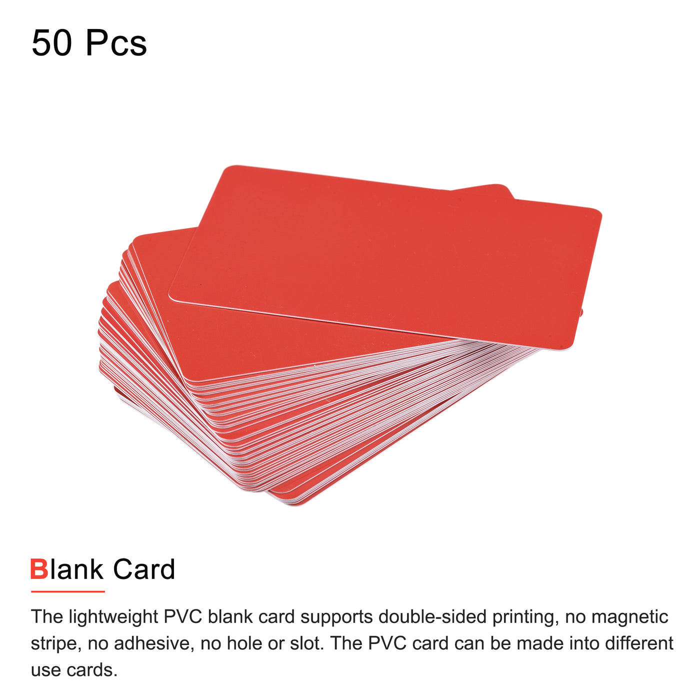 Harfington Blank PVC Cards Red 15mil for ID Badge Printer, Graphic Quality, Pack of 50