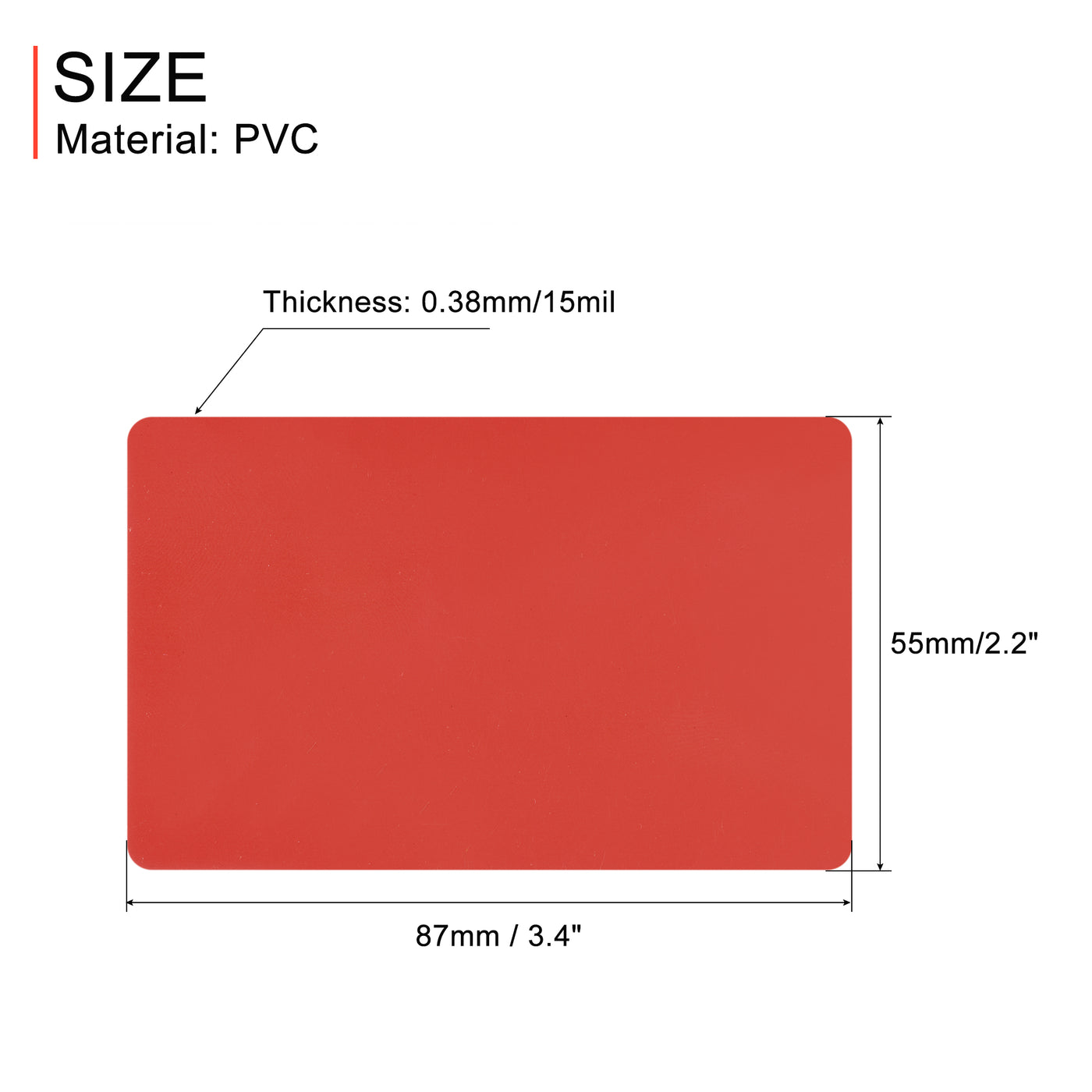 Harfington Blank PVC Cards Red 15mil for ID Badge Printer, Graphic Quality, Pack of 50