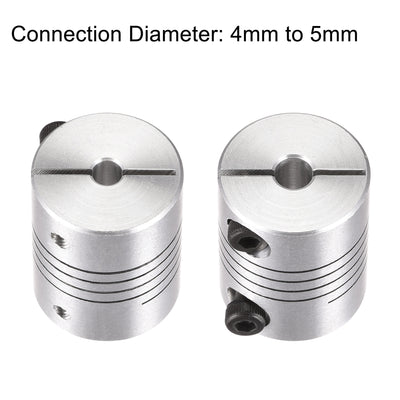 Harfington Uxcell 2PCS Motor Shaft 4mm to 5mm Helical Beam Coupler Coupling 20mm Dia 25mm Length