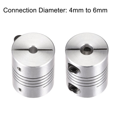 Harfington Uxcell 2PCS Motor Shaft 4mm to 6mm Helical Beam Coupler Coupling 20mm Dia 25mm Length