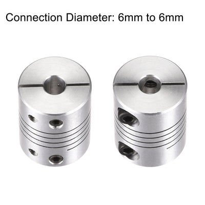 Harfington Uxcell 2PCS Motor Shaft 6mm to 6mm Helical Beam Coupler Coupling 20mm Dia 25mm Length