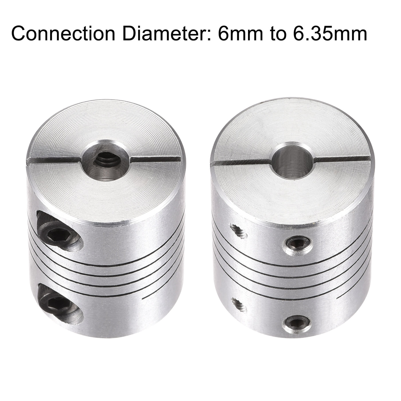 uxcell Uxcell 2PCS Motor Shaft 6mm to 6.35mm Helical Beam Coupler Coupling 25mm Dia 30mm Long