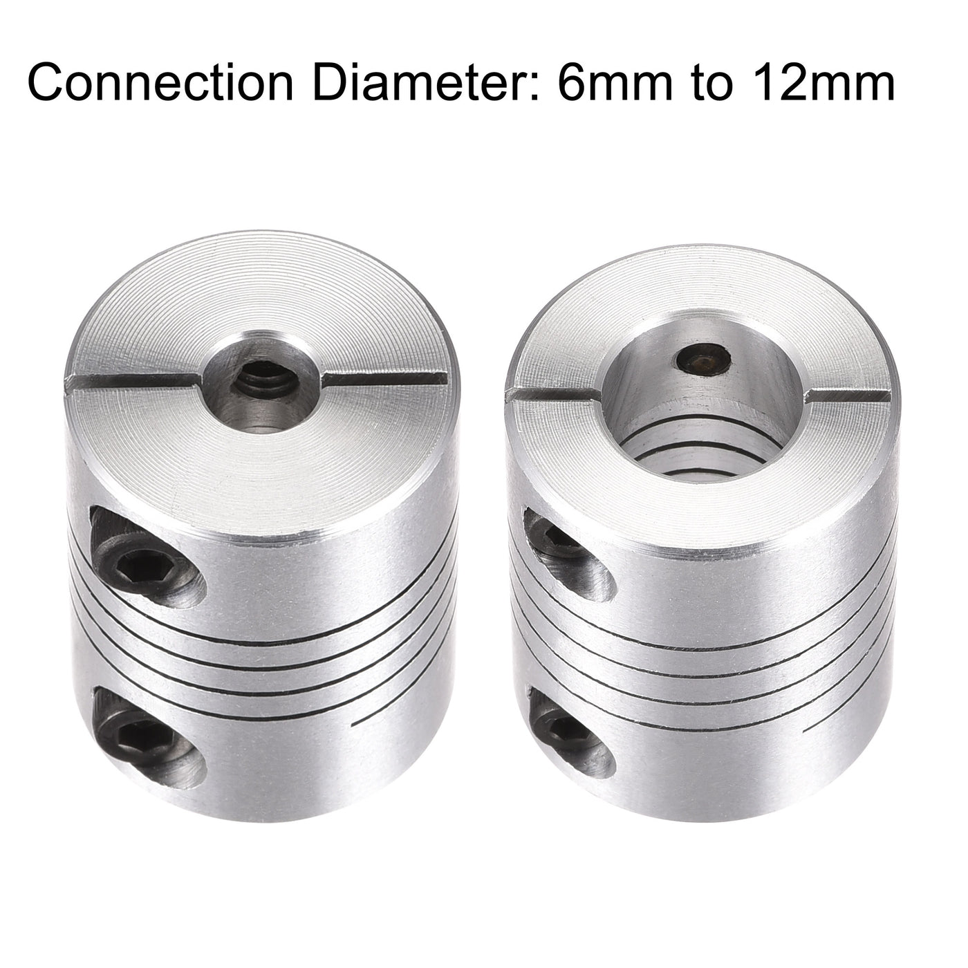 uxcell Uxcell 2PCS Motor Shaft 6mm to 12mm Helical Beam Coupler Coupling 25mm Dia 30mm Length