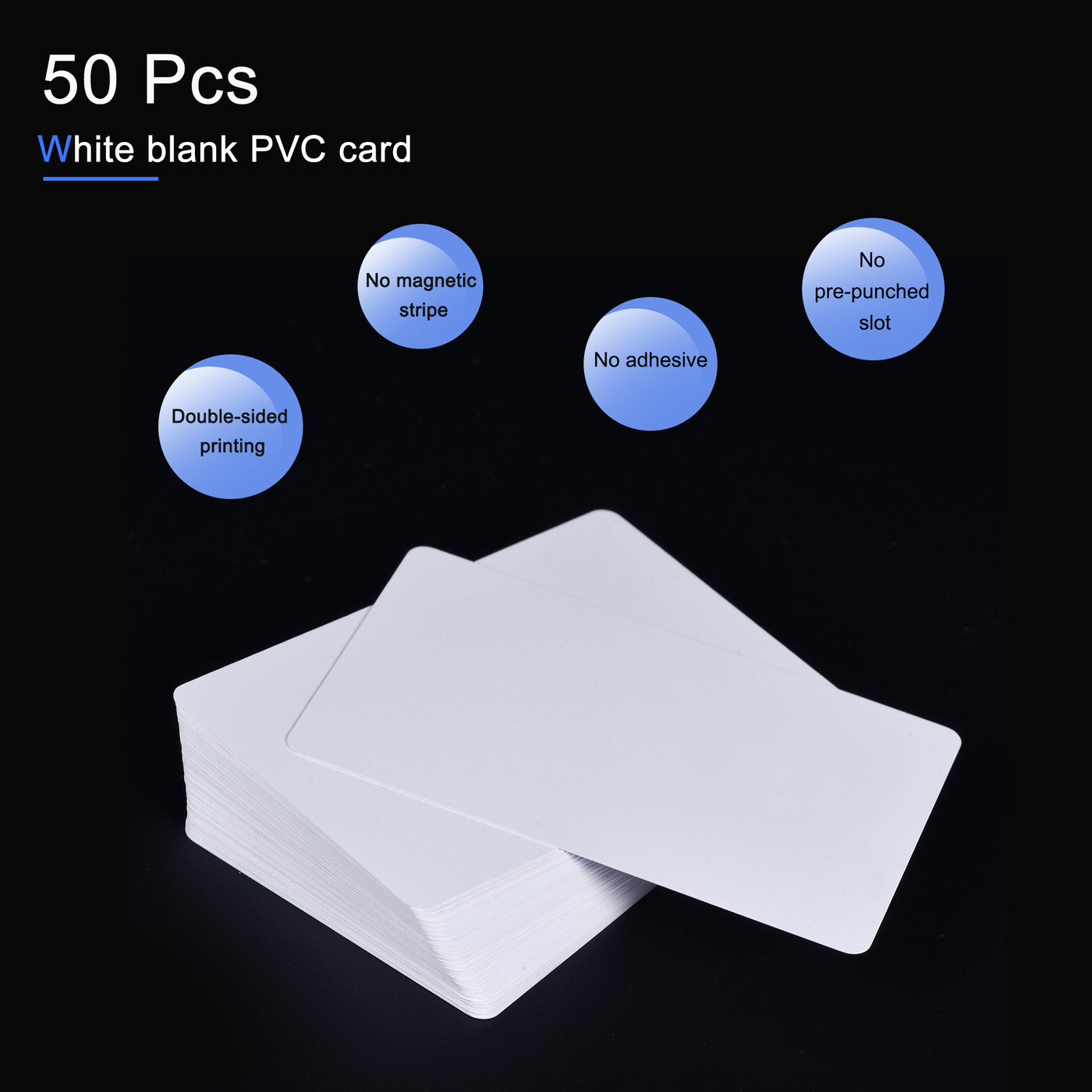 Harfington Blank PVC Cards for ID Badge Printers, Graphics Quality White Plastic CR80 Pack of 50