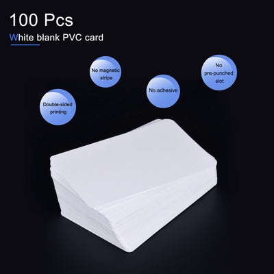 Harfington Blank PVC Cards for ID Badge Printers, Graphics Quality White Plastic CR80 Pack of 100