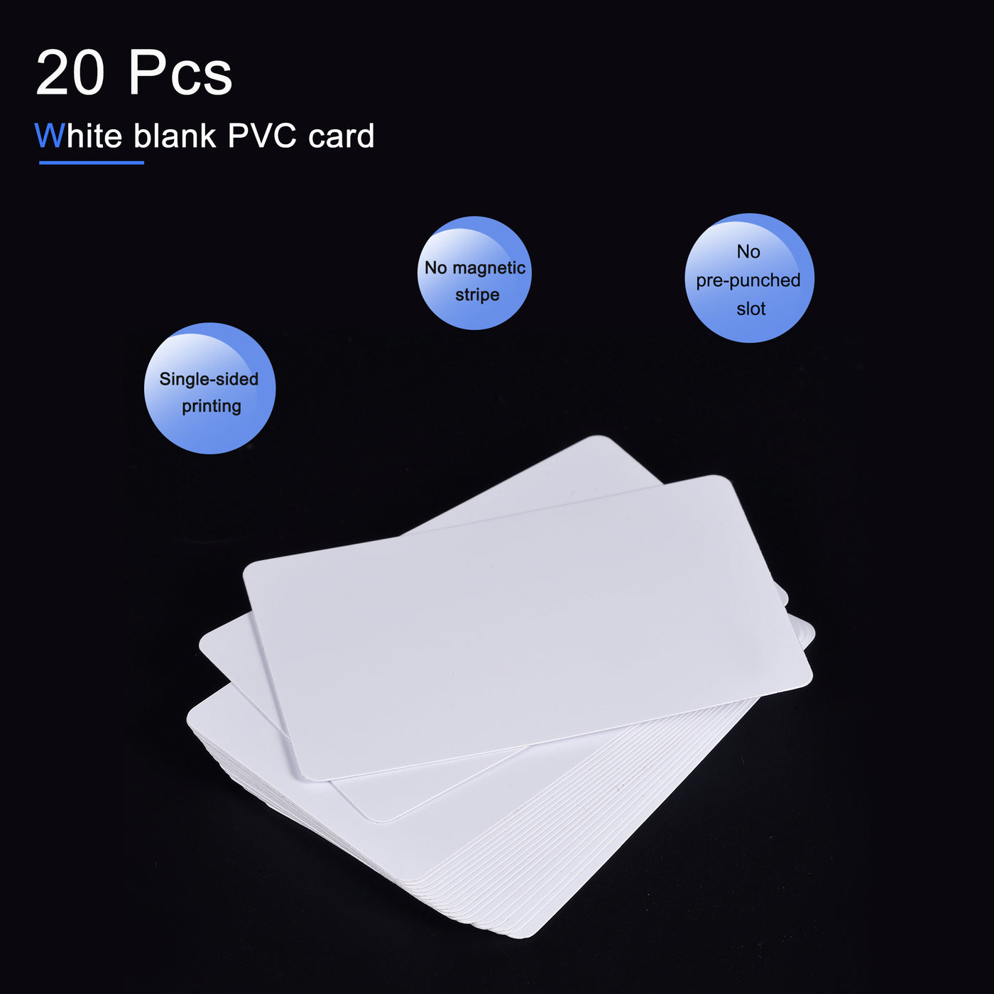 Harfington Blank PVC Cards for ID Badge Printers, Graphics Quality White Plastic CR80