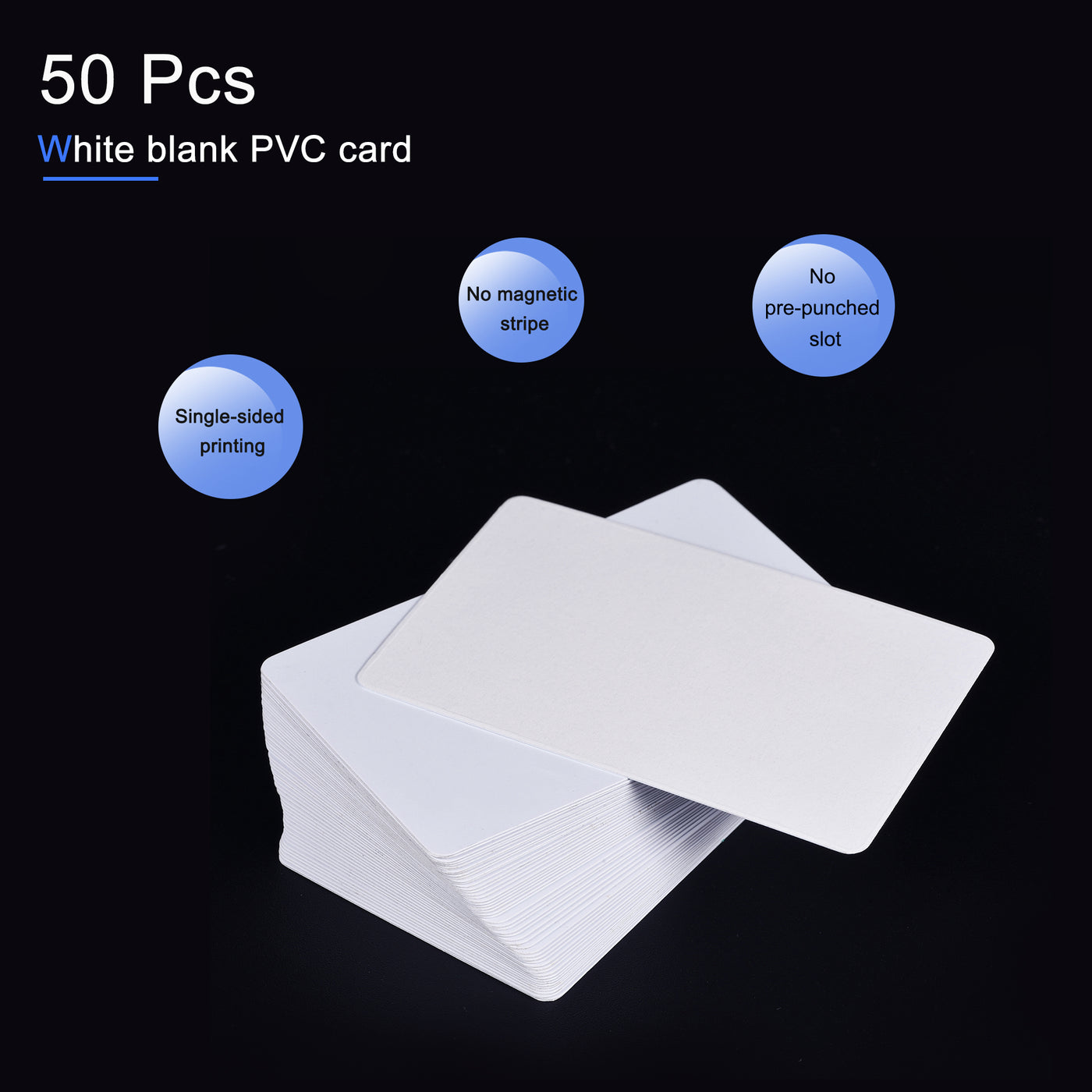 Harfington Blank PVC Cards for ID Badge Printers, Graphics Quality White Plastic CR80