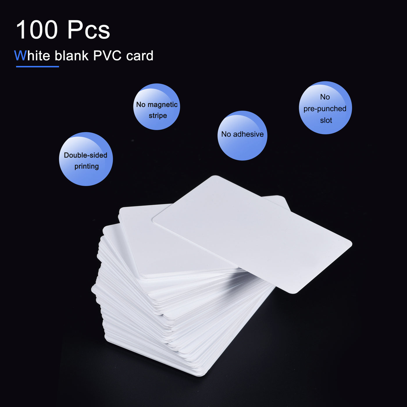 Harfington Blank PVC Cards for ID Badge Printers, Graphics Quality White Plastic CR80 Pack of 100