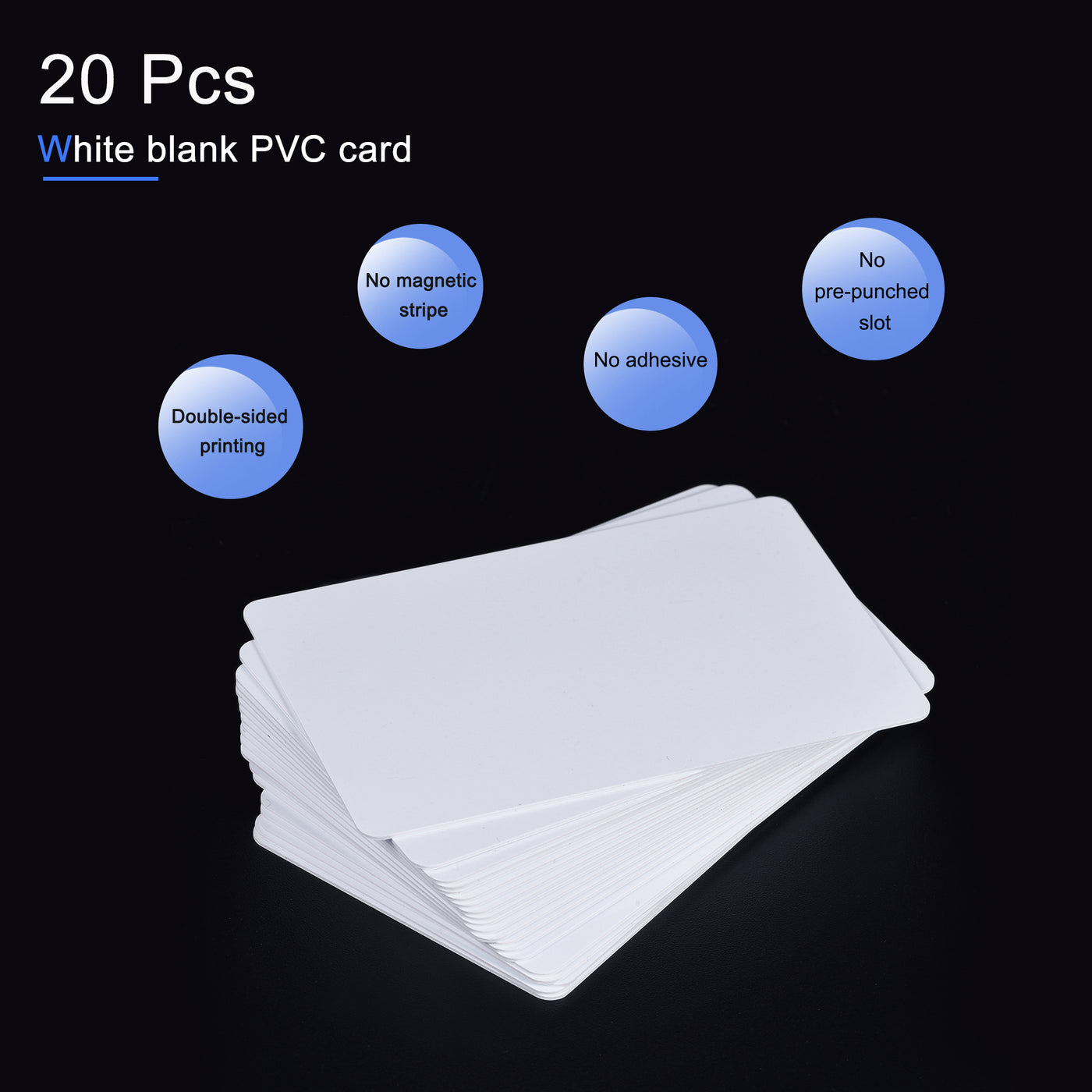 Harfington Blank PVC Cards for ID Badge Printers, Graphics Quality White Plastic CR80 Pack of 20