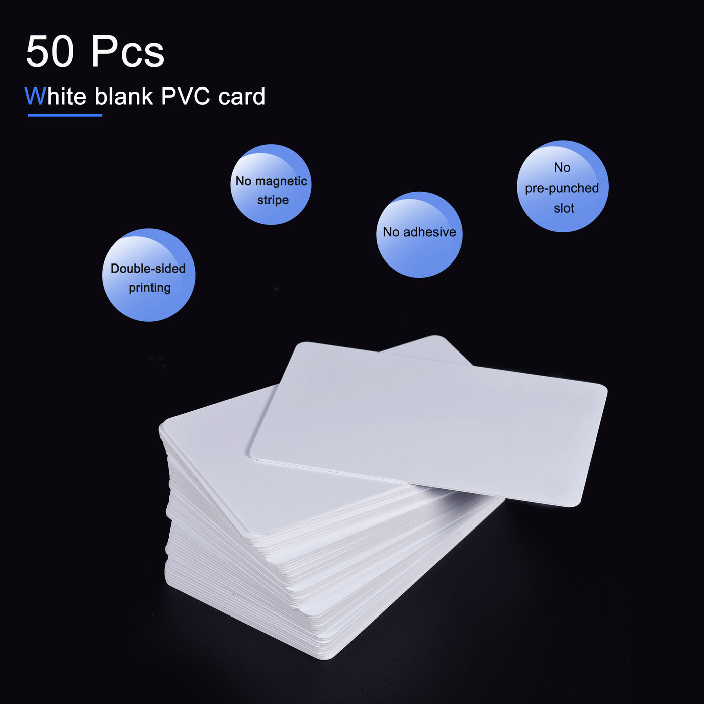 Harfington Blank PVC Cards for ID Badge Printers, Graphics Quality White Plastic CR80 Pack of 50