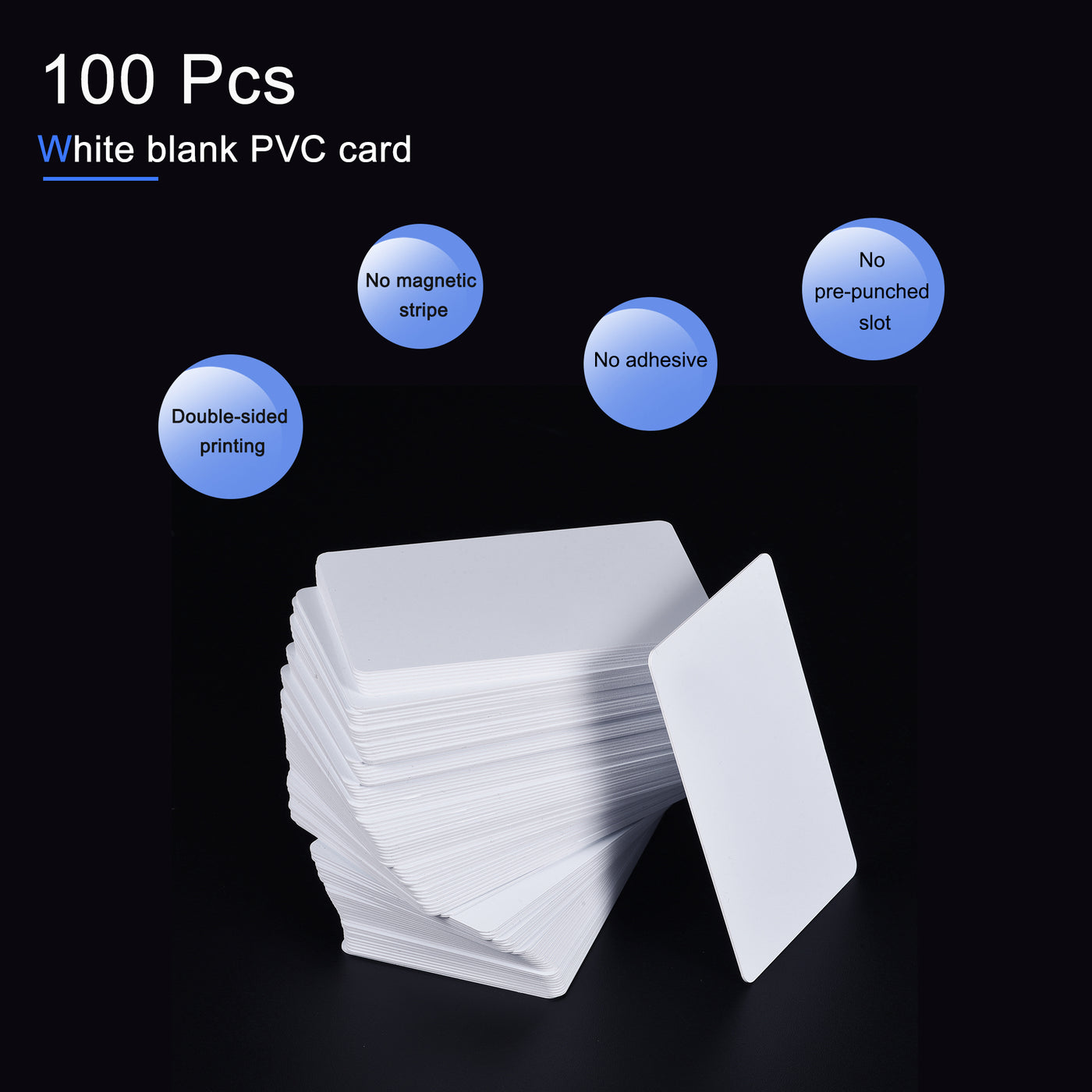 Harfington Blank PVC Cards for ID Badge Printers, Graphics Quality White Plastic CR80 Pack of 100