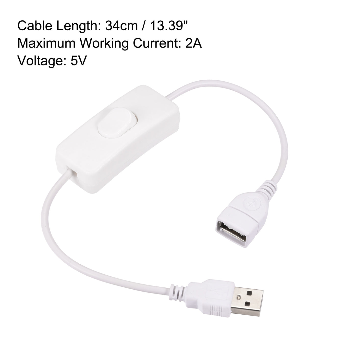 Harfington USB Cable with ON/Off Switch USB Male to Female Extension Cord 34cm White