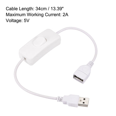 Harfington USB Cable with ON/Off Switch USB Male to Female Extension Cord 34cm White