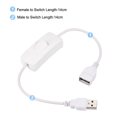 Harfington USB Cable with ON/Off Switch USB Male to Female Extension Cord 34cm White