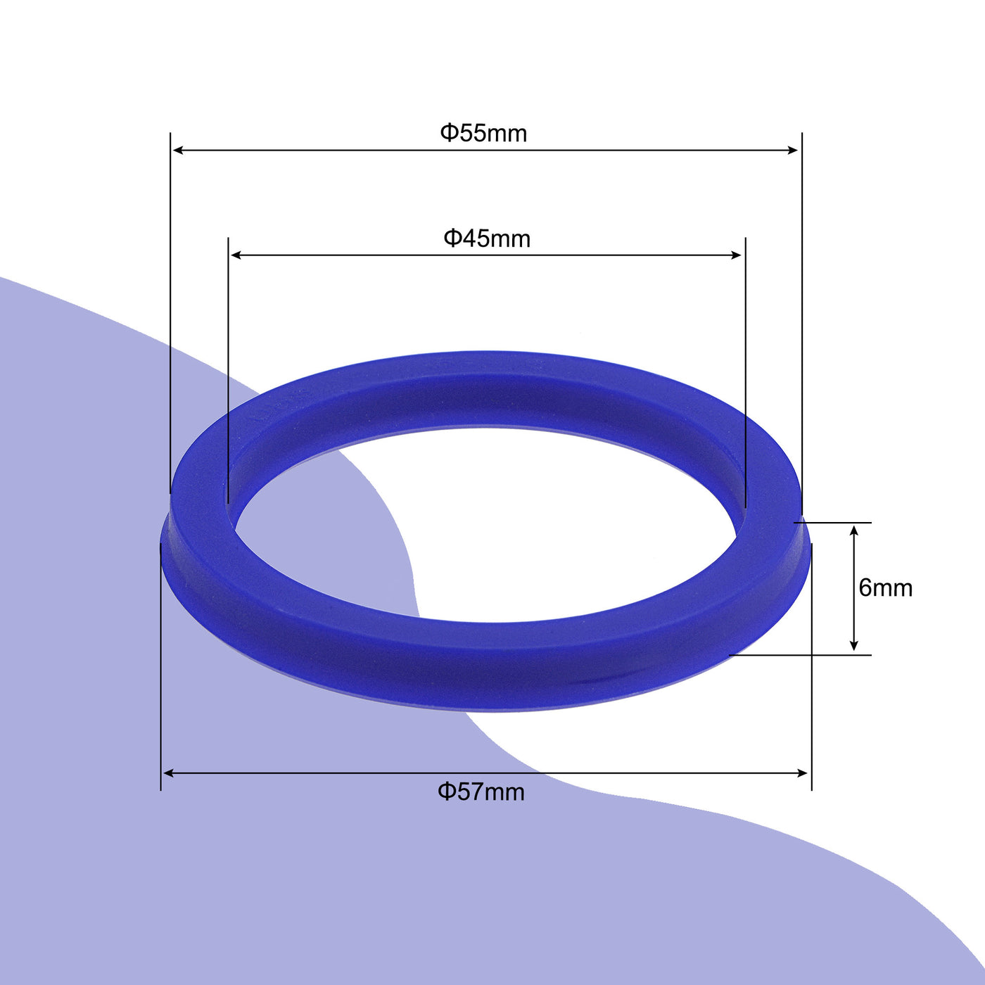 Harfington UHS Radial Shaft Seal 45mm ID x 55mm OD x 6mm Width PU Oil Seal, Blue Pack of 5