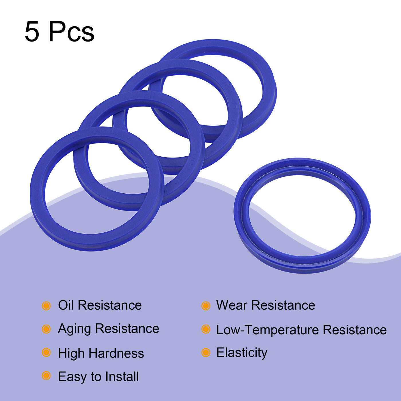 Harfington UHS Radial Shaft Seal 45mm ID x 55mm OD x 6mm Width PU Oil Seal, Blue Pack of 5