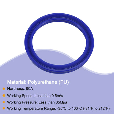 Harfington UHS Radial Shaft Seal 45mm ID x 55mm OD x 6mm Width PU Oil Seal, Blue Pack of 5