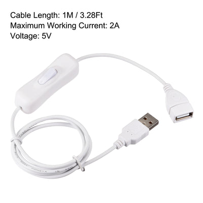 Harfington USB Cables with ON/Off Switch, USB Male to Female Extension Cord, for LED Desk Lamp LED Strip