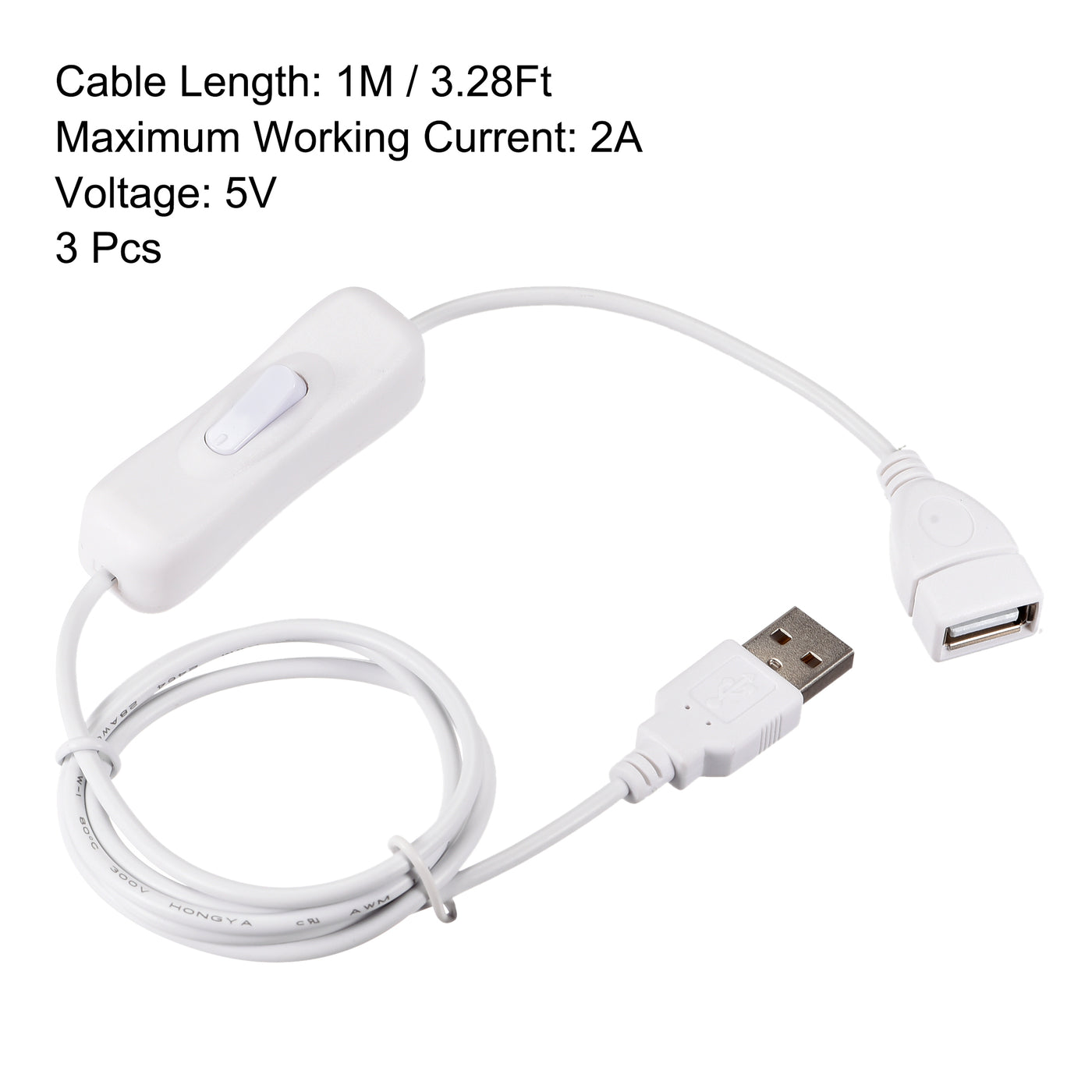 Harfington USB Cables with ON/Off Switch, USB Male to Female Extension Cord, for LED Desk Lamp LED Strip