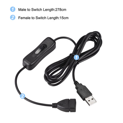 Harfington USB Cable with ON/Off Switch USB Male to Female Extension Cord 3 Meter Black