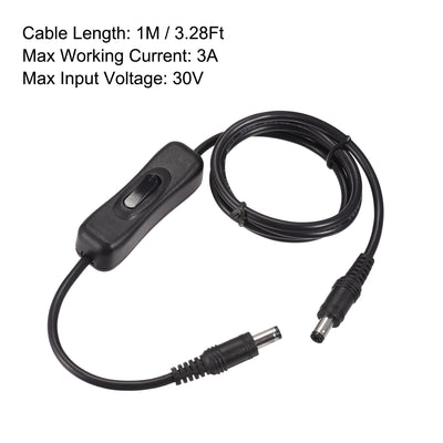 Harfington DC Cable with Switch 5.5mm x 2.1mm DC Male to Male Extension Cord 1M Black