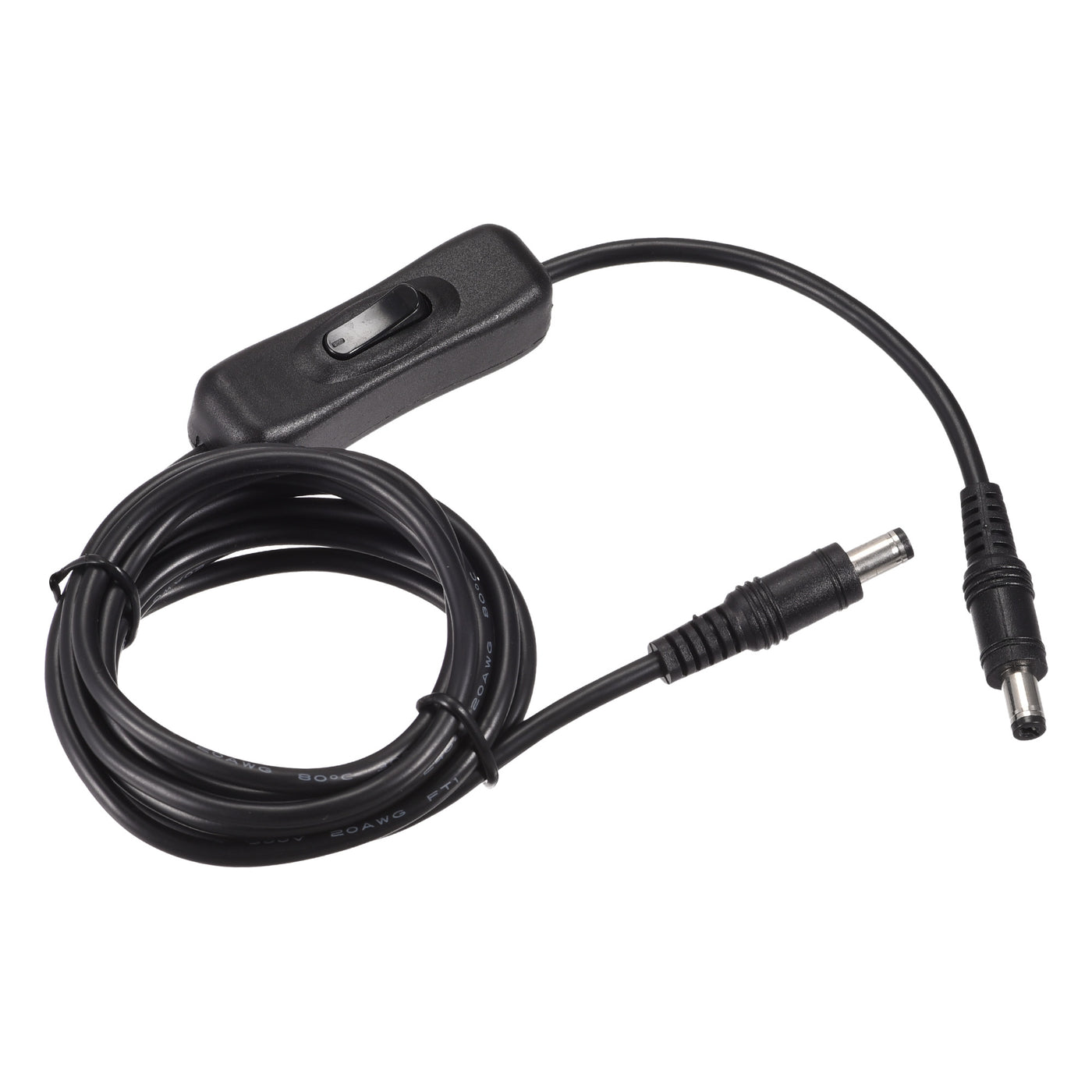 Harfington DC Cable with ON/OFF Switch, 5.5mm x 2.1mm DC Male to Male Extension Cord 2M Black, for LED Desk Lamp LED Strip