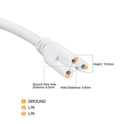 Harfington T5 T8 LED Tube Power Extension Cable with On/Off Switch 3 Pin 5M Length White