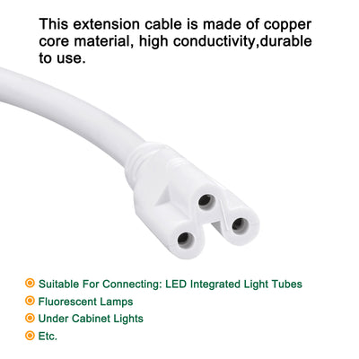 Harfington T5 T8 LED Tube Power Extension Cable with On/Off Switch 3 Pin 5M Length White