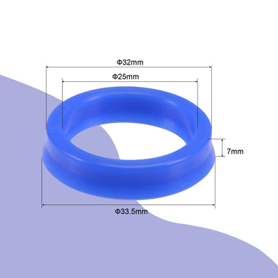 Harfington UN Radial Shaft Seal 25mm ID x 32mm OD x 7mm Width PU Oil Seal, Blue Pack of 5