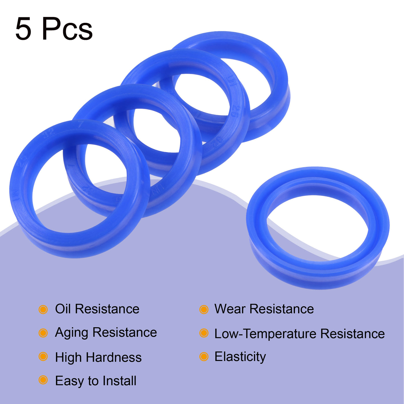 Harfington UN Radial Shaft Seal 25mm ID x 32mm OD x 7mm Width PU Oil Seal, Blue Pack of 5