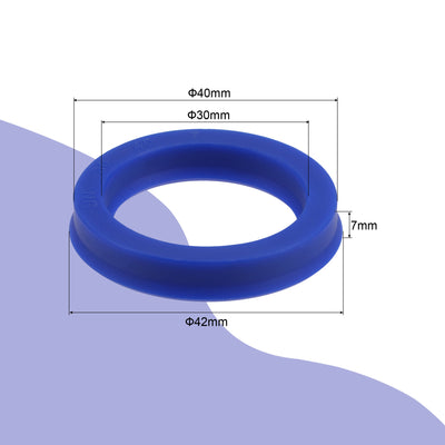 Harfington UN Radial Shaft Seal 30mm ID x 40mm OD x 7mm Width PU Oil Seal, Blue Pack of 2