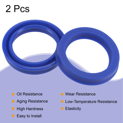 Harfington UN Radial Shaft Seal 30mm ID x 40mm OD x 7mm Width PU Oil Seal, Blue Pack of 2