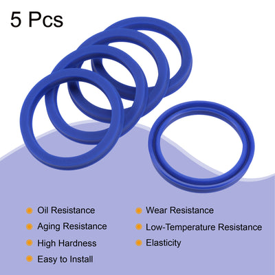 Harfington UHS Radial Shaft Seal 45mm ID x 55mm OD x 7mm Width PU Oil Seal, Blue Pack of 5