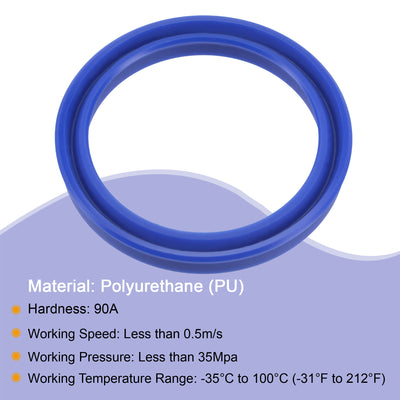 Harfington UHS Radial Shaft Seal 45mm ID x 55mm OD x 7mm Width PU Oil Seal, Blue Pack of 5