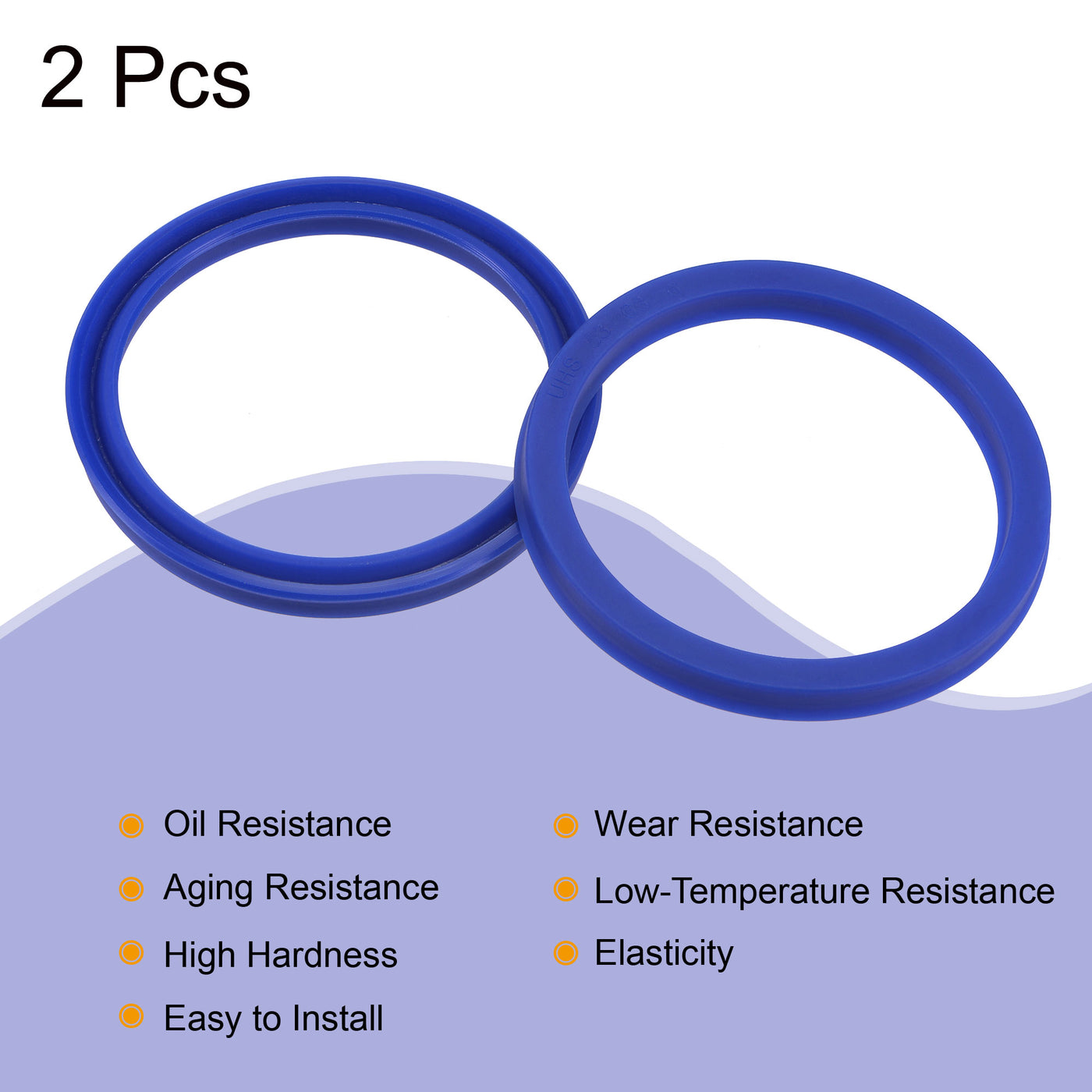 Harfington UHS Radial Shaft Seal 53mm ID x 63mm OD x 6mm Width PU Oil Seal, Blue Pack of 2