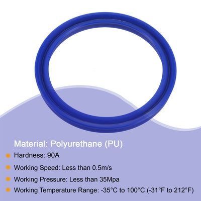 Harfington UHS Radial Shaft Seal 53mm ID x 63mm OD x 6mm Width PU Oil Seal, Blue Pack of 2