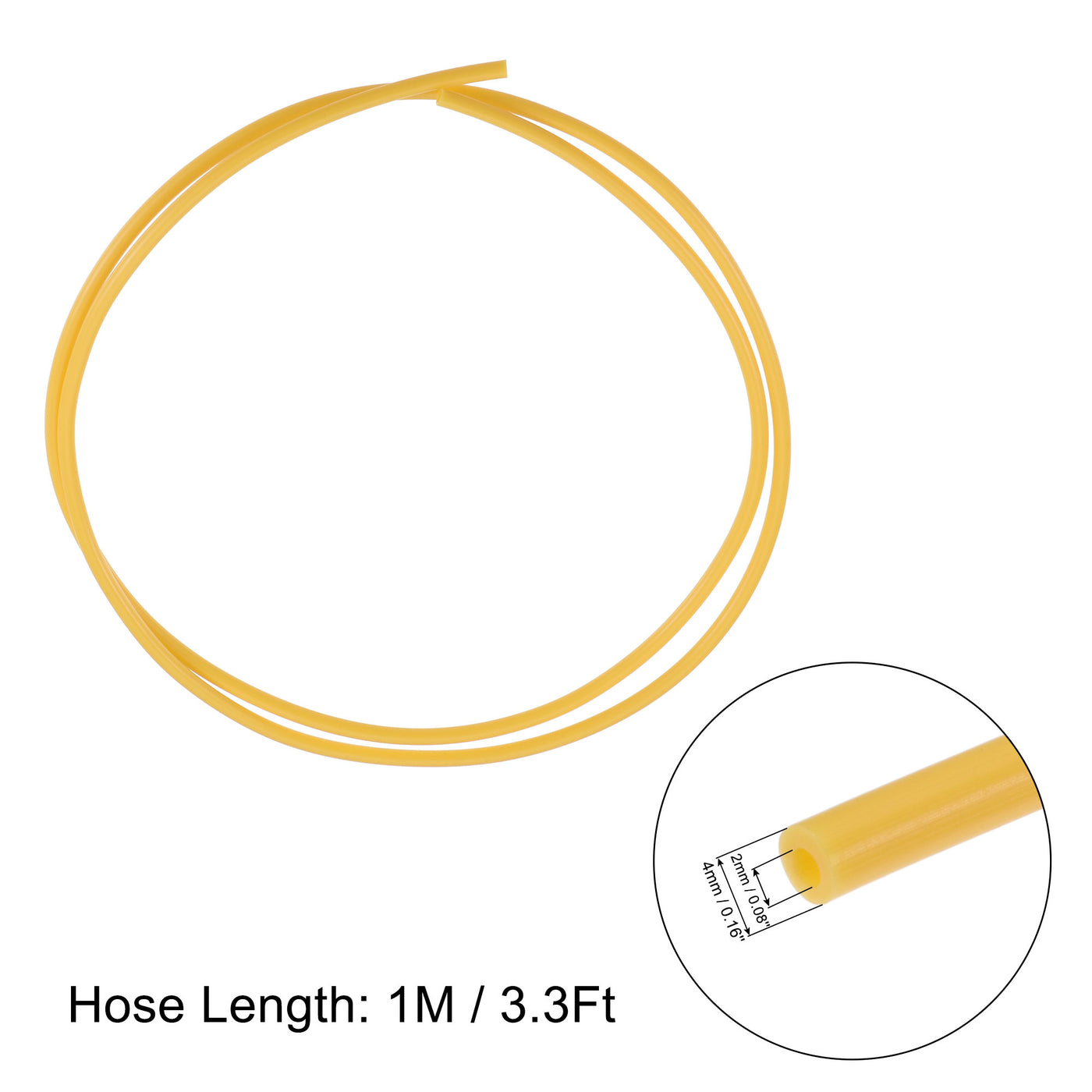 Harfington Pneumatischer PTFE Luftschlauch Schlauchsatz 4 mm Außendurchm. 2 mm Innendurchm. 1 m Länge Gelb mit M6 Schnellanschlüssen