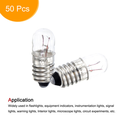 Harfington E10 Screw Base Miniature Bulbs DC 6.3V Warm Yellow Light Mini Lamps, Pack of 50