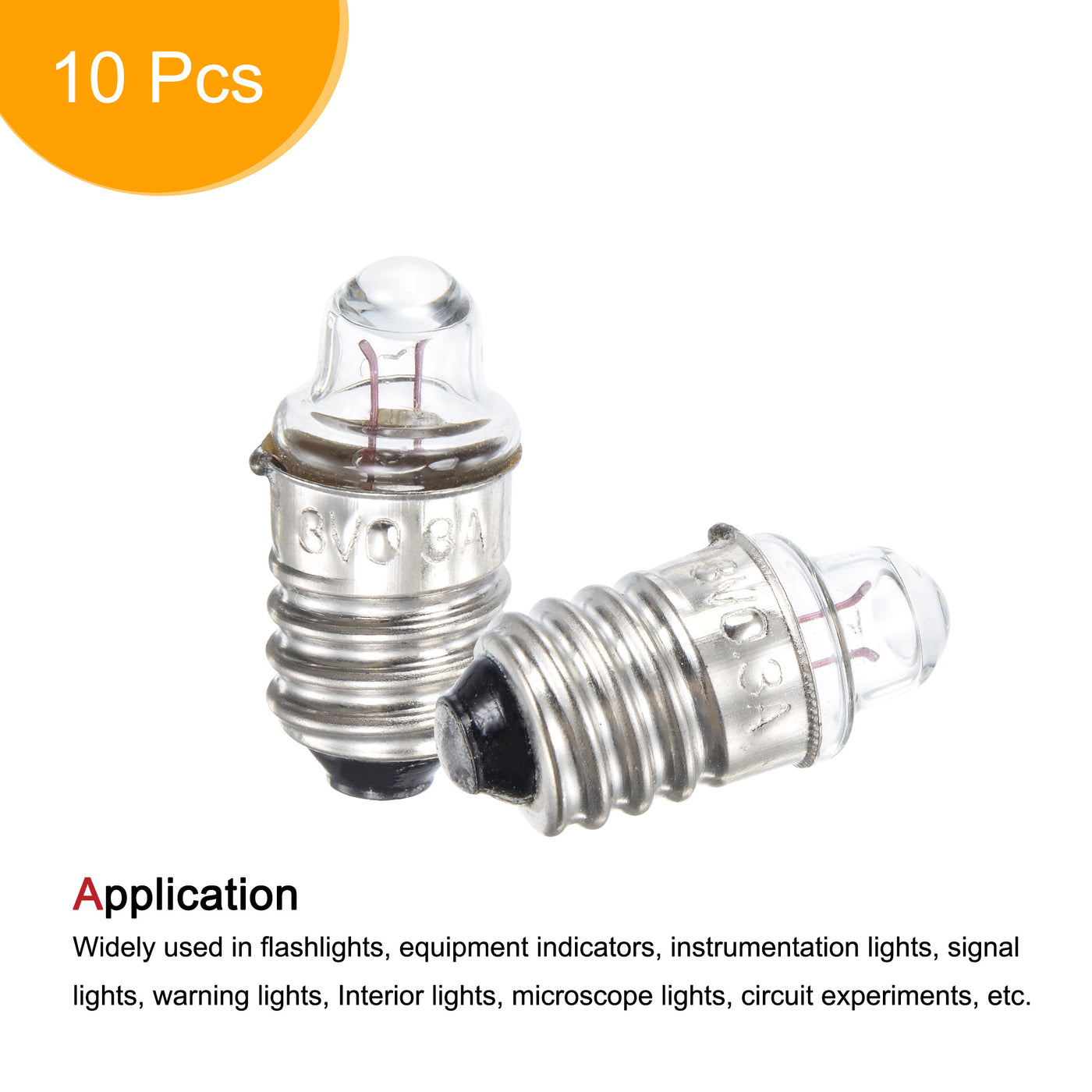 Harfington E10 Screw Base Flashlight Bulbs DC 3V 0.3A Yellow Light Mini Lamps, Pack of 10