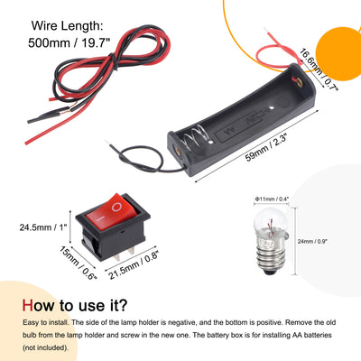 Harfington Circuit Experiment Set 10pcs 1.5V Bulb, 1 Battery Box/Switch/Lamp Holder, 2 Wire